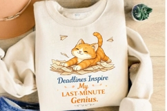 Deadlines Inspire My Last Minute Genius PNG, Funny Cat Product Image 4