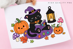 Autism Awareness Black Cat PNG, Reading Cat Halloween Product Image 3