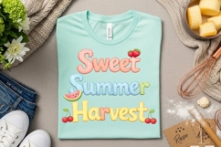 Sweet Summer Harvest Cute Patchwork Fruit Summer PNG Design Product Image 3