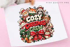 Cozy Christmas Crew Cute Woodland Animals Winter Holiday PNG Product Image 1