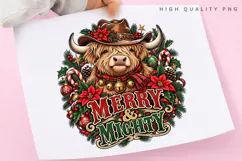 Cute Highland Cow Merry and Mighty Christmas Winter Holiday Product Image 3