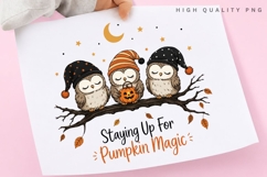 Cozy Owls on Branch PNG Sublimation Design, Staying Up For Product Image 3