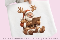 Santa with Tablet PNG, Funny Christmas Santa Clipart, Product Image 2