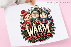Warm Winter Wishes Cute Alpaca Trio PNG, Cozy Holiday Product Image 3