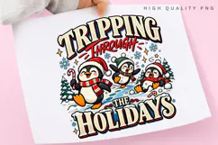 Tripping Through the Holidays Cute Penguin Winter Christmas Product Image 3