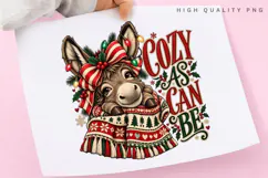 Cute Donkey Cozy Christmas Joy Holiday Winter Festive PNG Product Image 3