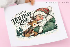 A Little Holiday Love PNG Sublimation Design, Vintage Santa Product Image 3