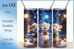 Christmas tumbler wrap design with cute and funny mice, bright beautiful colors and high quality perfect for printing and sublimation Cricut Crafts