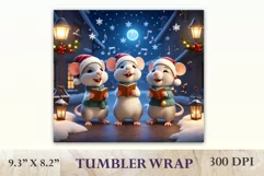 Christmas tumbler wrap design with cute and funny mice, bright beautiful colors and high quality perfect for printing and sublimation Cricut Crafts