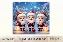 Christmas tumbler wrap design with cute and funny Santa Clauses, bright beautiful colors and high quality perfect for printing and sublimation Cricut Crafts