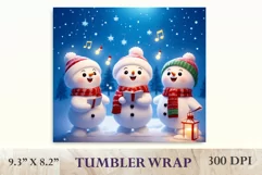 Christmas tumbler wrap design with cute and funny snowmen, bright beautiful colors and high quality perfect for printing and sublimation Cricut Crafts