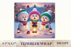Christmas tumbler wrap design with cute and funny snowmen, bright beautiful colors and high quality perfect for printing and sublimation Cricut Crafts