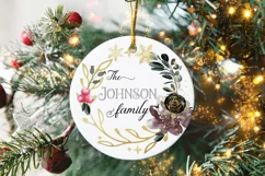 Christmas Wreath Sublimation Monogram, Family Name Xmas PNG Product Image 1