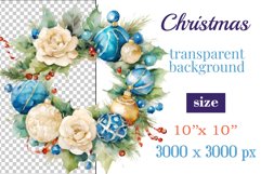 Beautiful vintage style Christmas wreath perfect for creating Christmas card, ornament, sublimation for mugs, t-shirts and more.