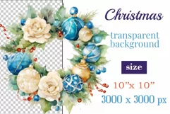 Beautiful vintage style Christmas wreath perfect for creating Christmas card, ornament, sublimation for mugs, t-shirts and more.