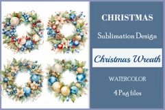 Beautiful vintage style Christmas wreath perfect for creating Christmas card, ornament, sublimation for mugs, t-shirts and more.