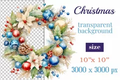 Beautiful vintage style Christmas wreath perfect for creating Christmas card, ornament, sublimation for mugs, t-shirts and more.