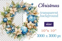 Beautiful vintage style Christmas wreath perfect for creating Christmas card, ornament, sublimation for mugs, t-shirts and more.
