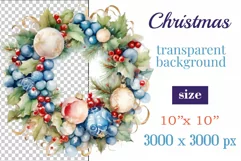 Beautiful vintage style Christmas wreath perfect for creating Christmas card, ornament, sublimation for mugs, t-shirts and more.