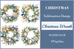 Beautiful vintage style Christmas wreath perfect for creating Christmas card, ornament, sublimation for mugs, t-shirts and more.