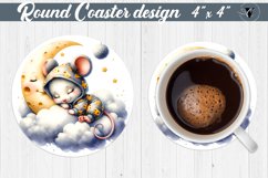 Round Coaster | Baby animals | Sleeping animal Product Image 1