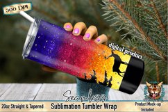 Tumbler mock-up showcasing faux glitter ombre morning sunrise design 