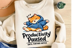 Productivity Paused Cat PNG, Funny Sleeping Cat PNG Design Product Image 4