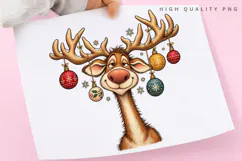 Christmas Reindeer PNG Sublimation Design, Funny Sleepy Deer Product Image 3