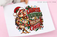 Festive Chicken Holiday Cheer Christmas Lights Winter PNG Product Image 3