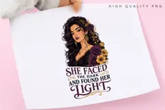 She Faced The Dark PNG Sublimation Design, Purple Rose Product Image 3