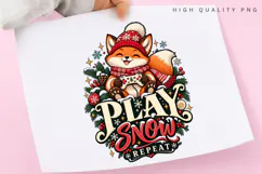 Play Snow Repeat Cute Winter Fox Gaming Christmas PNG Product Image 3