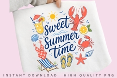 Sweet Summer Time Beach Lobster PNG Product Image 1