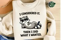 I Considered It Then Did What I Wanted Raccoon PNG Design Product Image 3