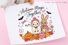 Autumn Magic Together PNG, Cute Ghost Lamb Bunny Fall Product Image 3