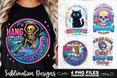 Funny Skeletons Sarcastic Retro PNG Sublimation Product Image 2