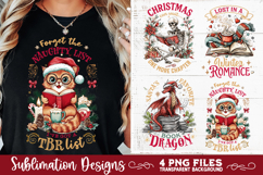 Christmas Book Lover 4 PNG Retro PNG Sublimation Product Image 2