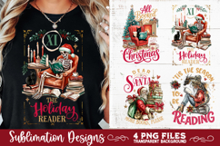 Christmas Book Lover 4 PNG Retro PNG Sublimation Product Image 1