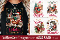 Christmas Book Lover 4 PNG Retro PNG Sublimation Product Image 1