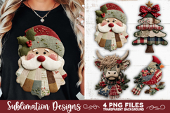 Preppy Rustic Christmas Patchwork Sublimation Designs Product Image 2