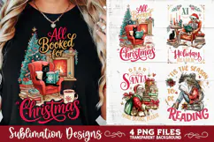 Christmas Book Lover 4 PNG Retro PNG Sublimation Product Image 2