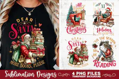 Christmas Book Lover 4 PNG Retro PNG Sublimation Product Image 3