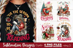 Christmas Book Lover 4 PNG Retro PNG Sublimation Product Image 4