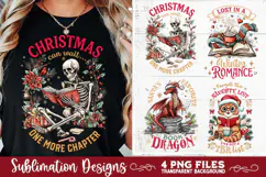 Christmas Book Lover 4 PNG Retro PNG Sublimation Product Image 1
