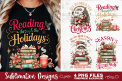 Christmas Book Lover 4 PNG Retro PNG Sublimation Product Image 2