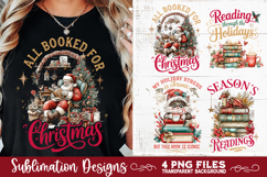 Christmas Book Lover 4 PNG Retro PNG Sublimation Product Image 3