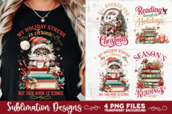 Christmas Book Lover 4 PNG Retro PNG Sublimation Product Image 4