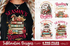 Christmas Book Lover 4 PNG Retro PNG Sublimation Product Image 1