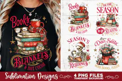 Christmas Book Lover 4 PNG Retro PNG Sublimation Product Image 4
