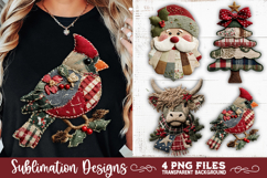 Preppy Rustic Christmas Patchwork Sublimation Designs Product Image 3