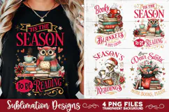 Christmas Book Lover 4 PNG Retro PNG Sublimation Product Image 5